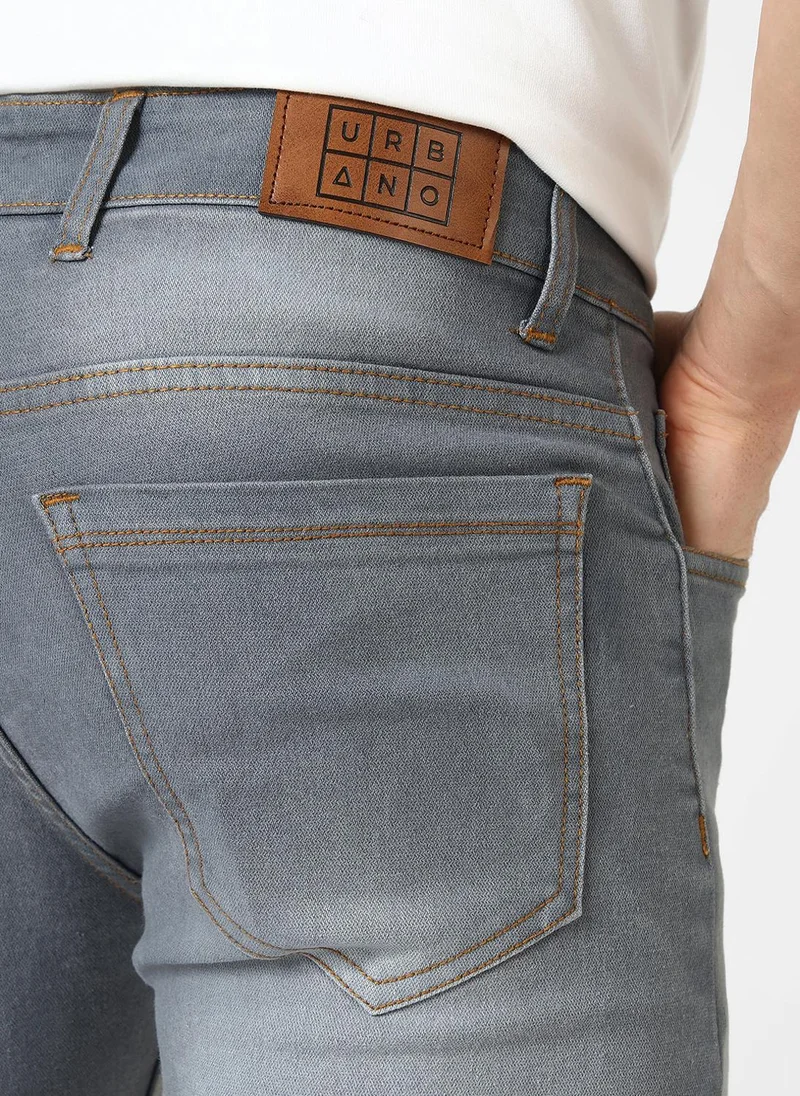 Urbano Fashion  Urbano Fashion Men's Grey Slim Fit Washed Jeans Stretchable for Men | Best Price UAE